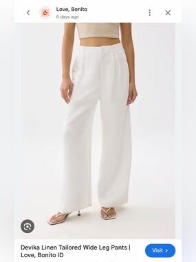 Love bonito Devika linen tailored wide leg pants